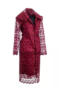Женский комплект ритуальной одежды "Элит" бордового цвета с кружевом