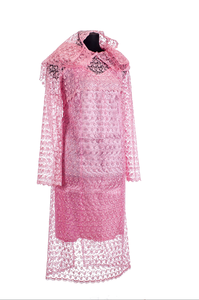 Женский комплект ритуальной одежды "Элит" розового цвета с кружевом